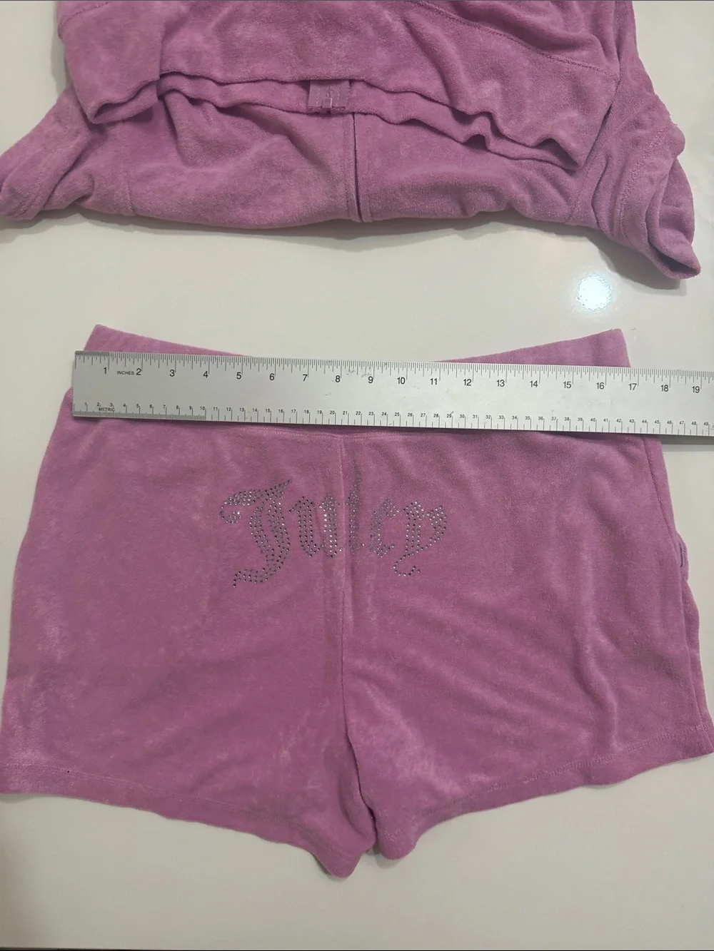 Juicy Couture Pink Terry Rhinestone Hoodie Shorts Set Y2K NWT L